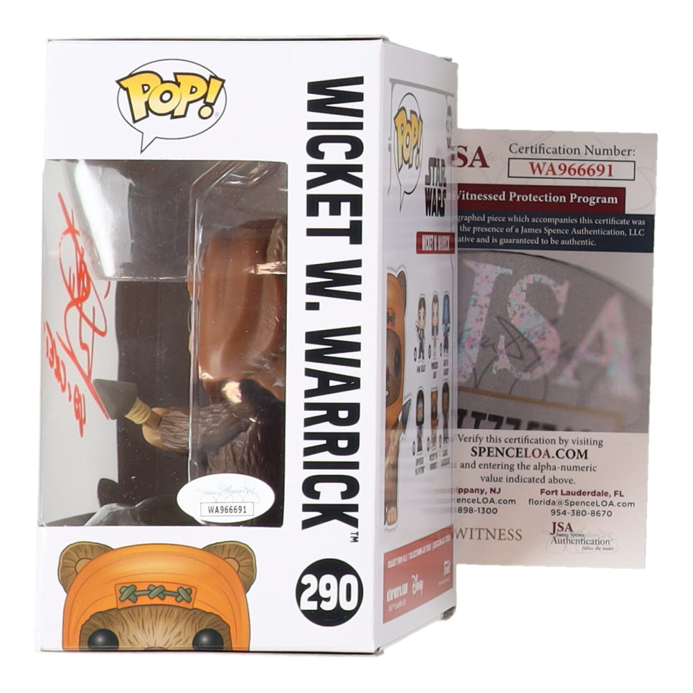 Warwick Davis Signed "Star Wars" #290 Wicket W. Warrick Funko Pop! Vinyl Star Wars