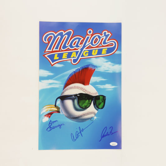 Charlie Sheen, Tom Berenger & Corbin Benson Signed "Major League" 11x17 Poster (JSA) Major League