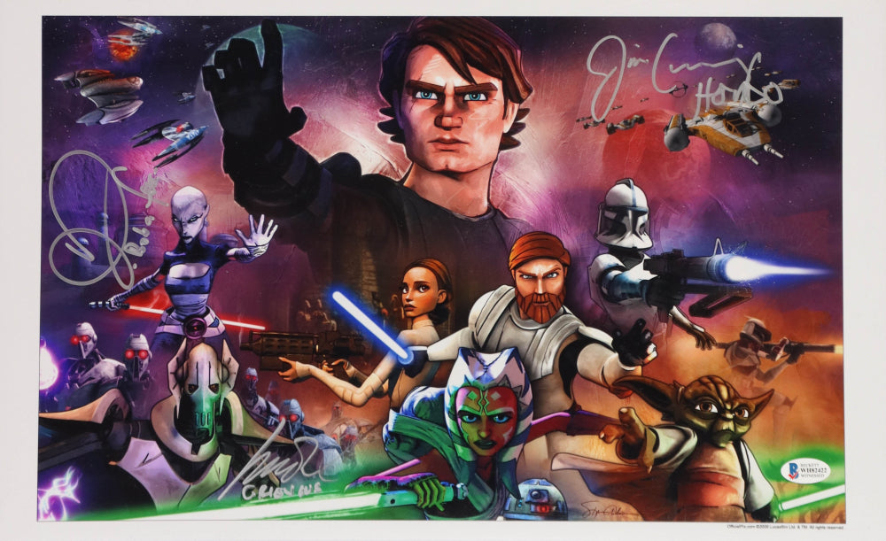 Star Wars - The Clone Wars 11x17 triple signed by Daniel Logan, Jim Cummings & Matthew Wood FansFirst