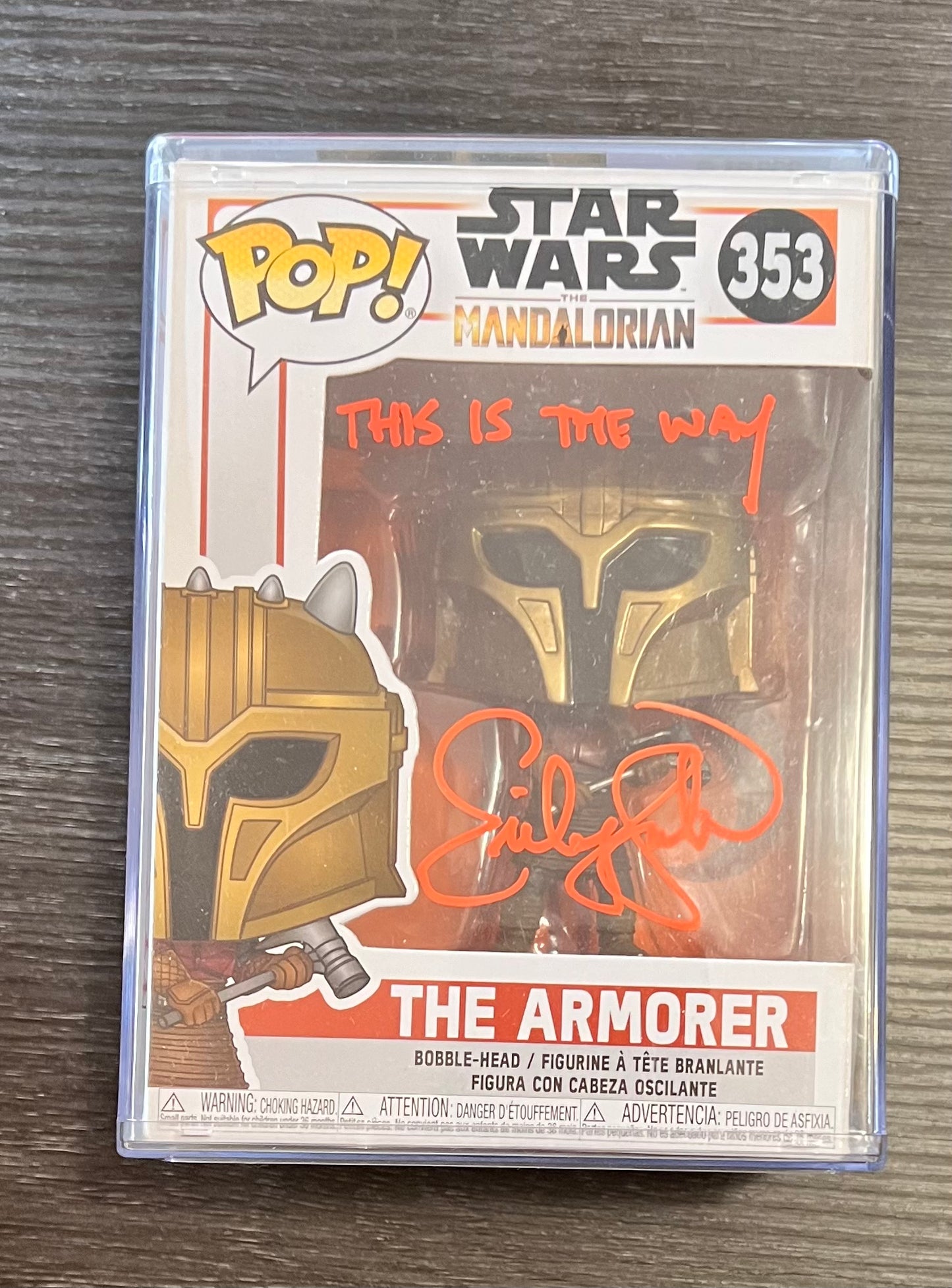 Emily Swallows signed Star Wars The Mandalorian 353 The Armorer Pop Vinyl! Star Wars