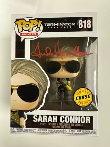 Linda Hamilton Signed Sarah Connor / The Terminator CHASE Funko Pop 818 The Terminator