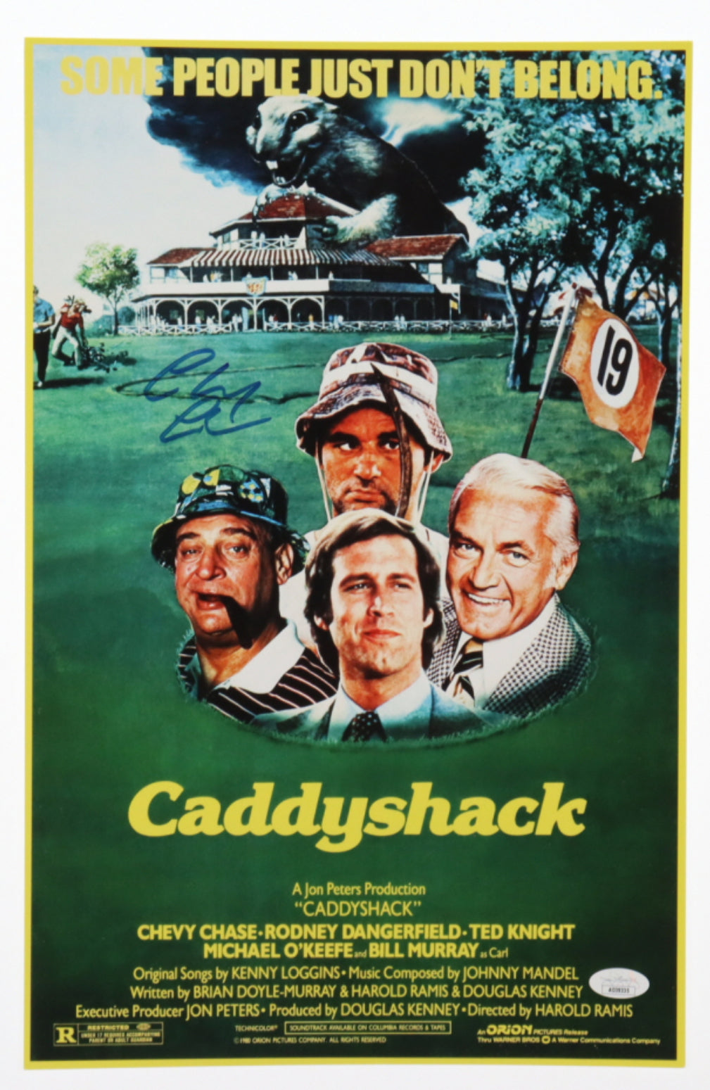 Caddyshack 11x17 poster signed by Chevy Chase Caddyshack