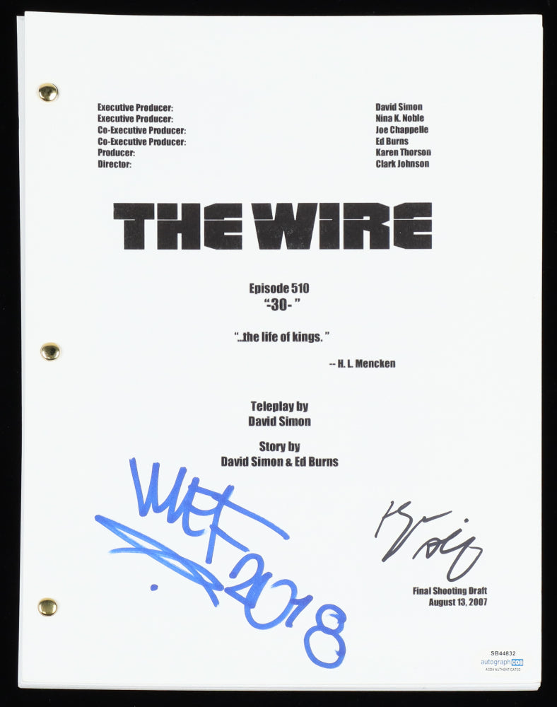 Gbenga Akinnagbe & Method Man Signed "The Wire" Script The Wire