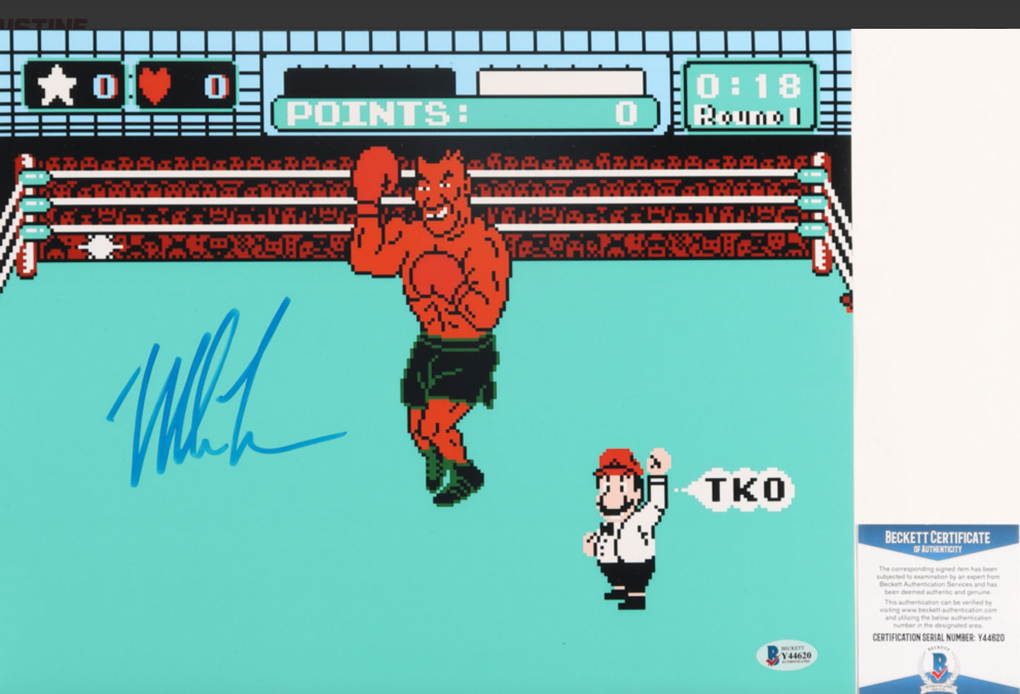 Mike Tyson Signed 11x14 Punch Out! Mike Tyson