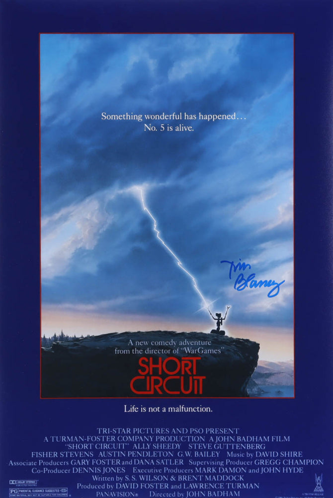 Short Circuit 11x17 Movie Poster signed by Tim Blaney Short Circuit
